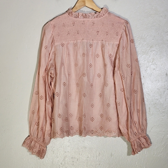 Othilia Anthropologie Women's Pink Eyelet Blouse - Picture 2 of 7